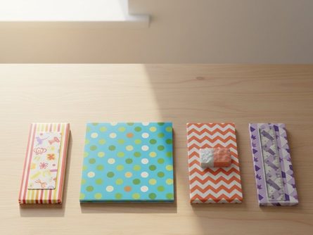 책상 위에 놓인 색연필 세트와 학용품 선물 상자