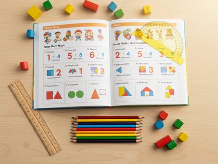 수학 교과서와 연필이 놓인 책상