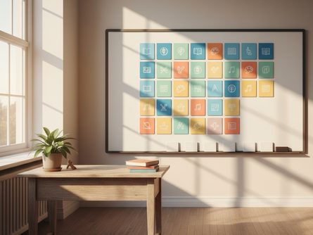 초등학교 교실 칠판에 적힌 시간표